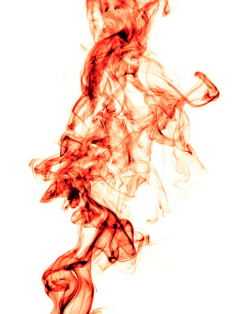 Red smoke on a white background. Abstractionの写真素材