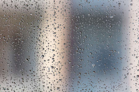 Drops on glass from rain as an abstract background. Close-upの写真素材