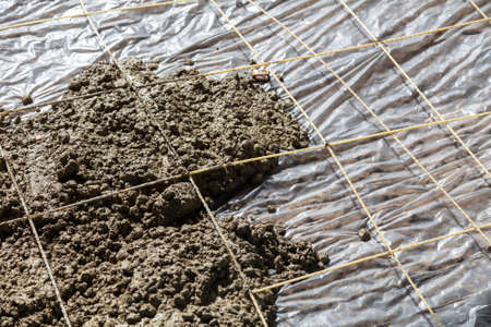 Preparation for concrete on a construction site as a background. Textureの写真素材