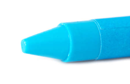 Blue pencil isolated on a white background. Macro
