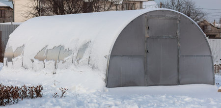Snow on the greenhouse in winter. Natureの写真素材