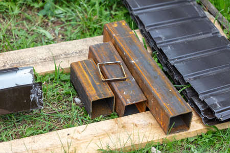 Waste metal at a construction site. Technologiesの写真素材