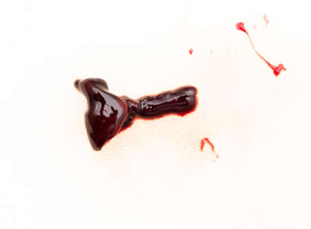 Blood on a white background. Close-up