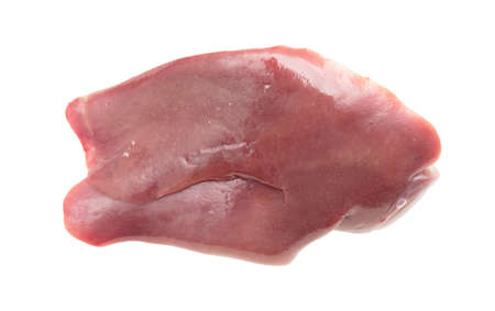 Chicken liver on a white background. Close-up