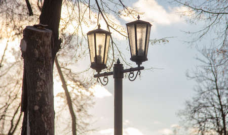 Lanterns in the park in autumn.