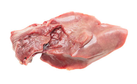 Chicken liver on a white background. Close-up