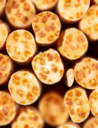 Close up of wooden toothpicks as background. Macro