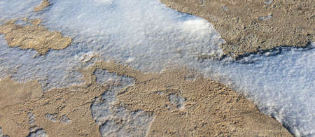 Concrete in the snow in winter. Background