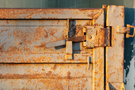A rusty bolt on a metal container. backgroundの写真素材