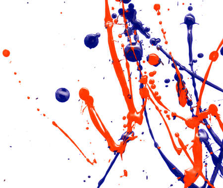 Drops of red and blue paint on a white background. Abstraction