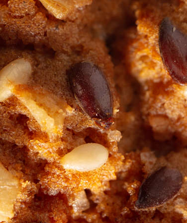 Sesame seeds on a ruddy cupcake. Macroの写真素材