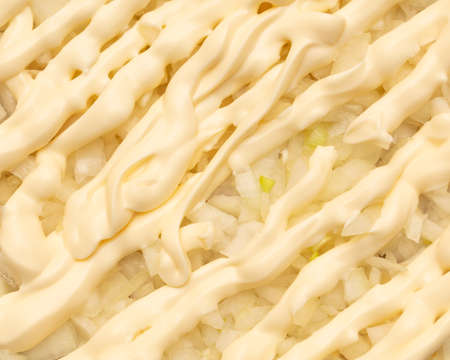 Mayonnaise onions in a salad. backgroundの写真素材