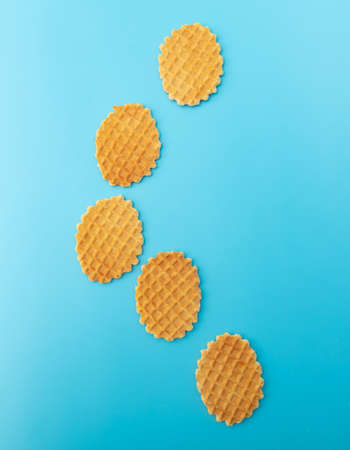 Sweet cookies isolated on blue background.