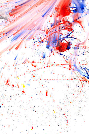Drops of red and blue paint on a white background. Abstraction