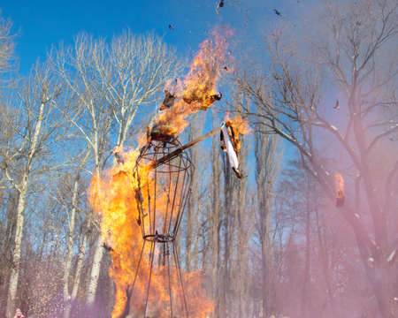 Burning an effigy for Shrovetide. spring meetingの写真素材