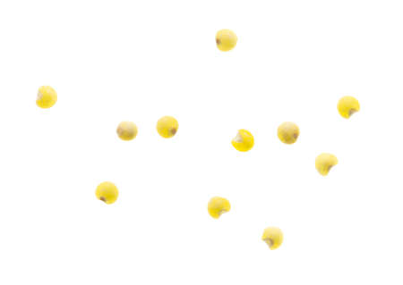Millet groats isolated on a white background. Close-up