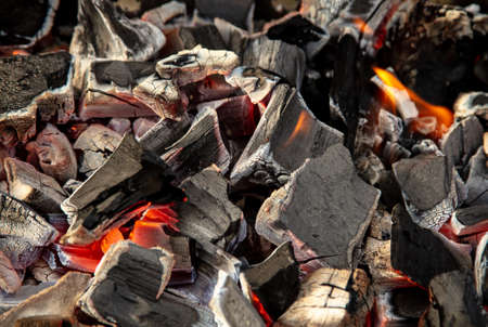 Burning charcoal as an abstract background. Texture