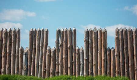 Wooden fence against the sky. backgroundの写真素材