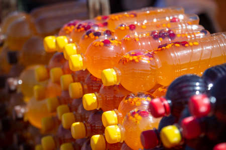 Mead in plastic bottles. alcoholic drink