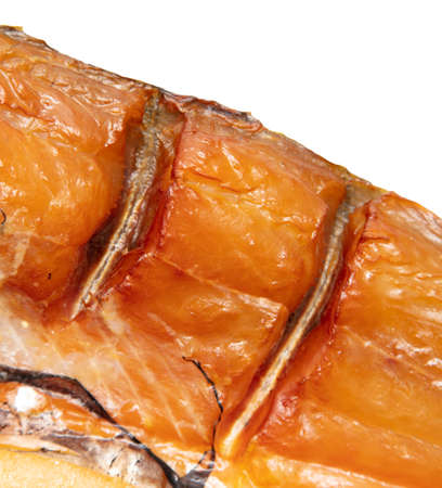 Smoked fish isolated on white background.