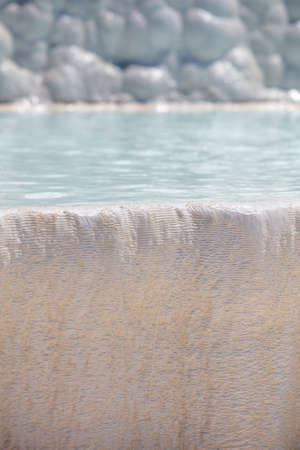 Emerald water in white limestone rock. Nature