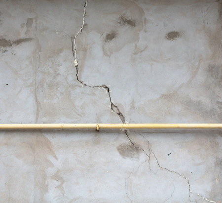 Crack on the wall of an old houseの写真素材