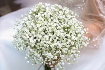 Wedding bouquet in the hands of the bride. close-upの写真素材