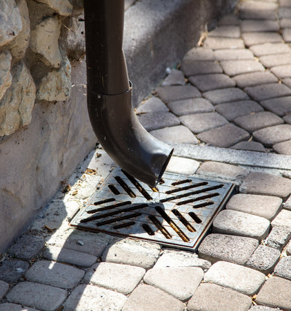 Gutter at the wall of the house.の写真素材