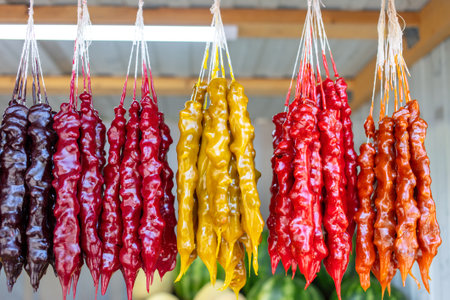 Churchkhela on the counter in the market. close-upの写真素材