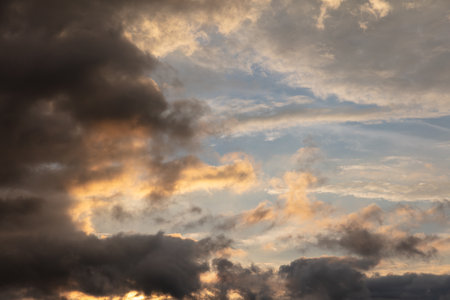 Clouds in the sky at sunset as a background.
