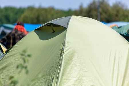 Tourist tent in the park in nature.の写真素材