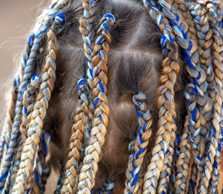 African pigtails for a girl. close-up hairstyle