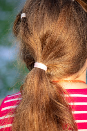 Tail of hair on the girl's head. hair style