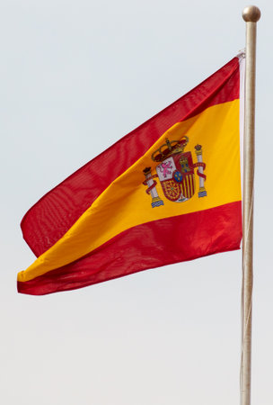 Flag of Spain against the sky. symbol