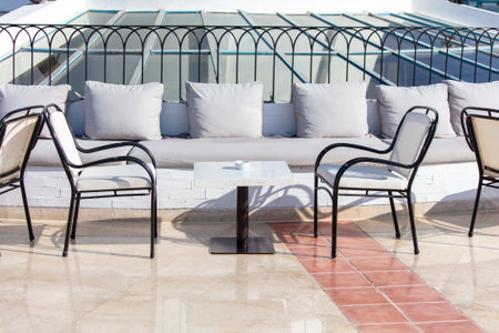 Tables with chairs in a cafe. Interiorの写真素材