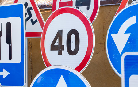Different road signs as a background.