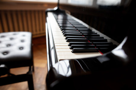 Black and white piano keys. musicの写真素材