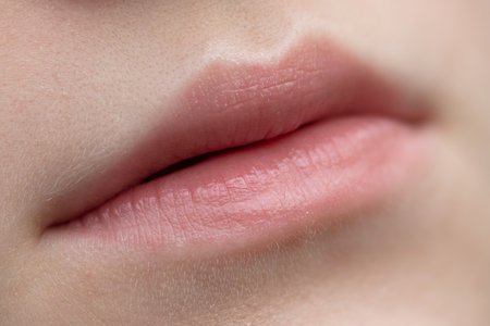 The lips of a young girl as a background. Macroの写真素材