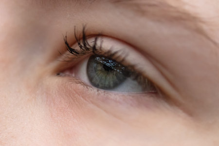 Girl's open eye. macro photographyの写真素材