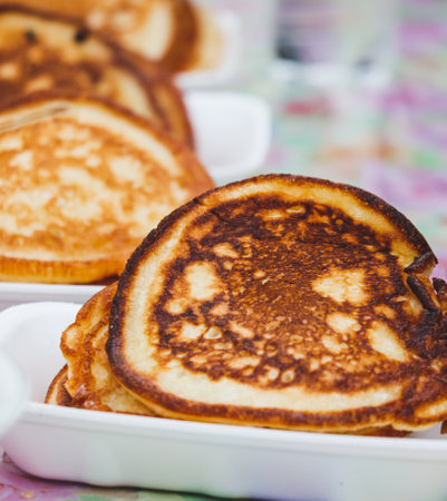 Fried pancakes on the table.の写真素材