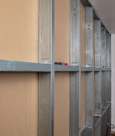 Metal profile frame for the wall in the house.の写真素材