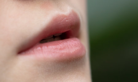 The lips of a young girl as a background. Macroの写真素材