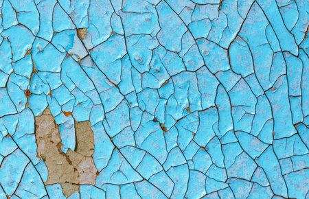 Cracked blue paint on the surface of the old wall as a background.の写真素材