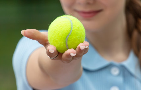 Yellow balls on the tennis court. sport.の写真素材