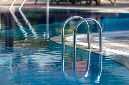 Metal ladder from the pool.の写真素材