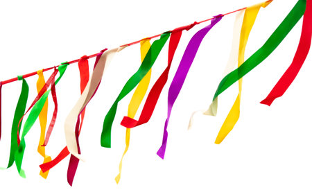 Multicolored ribbons isolated on white background.の写真素材