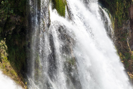 Big waterfall from the mountain in nature.の写真素材