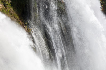 Big waterfall from the mountain in nature.の写真素材