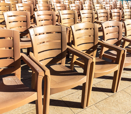 Plastic chairs in the concert hall.の写真素材