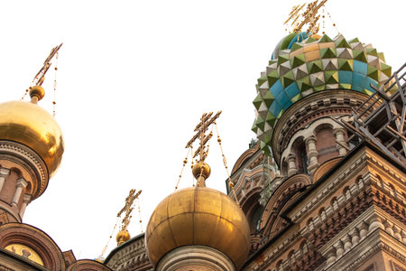 Orthodox church with houses. Building.の写真素材